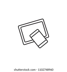 phone tablet icon vector black line white