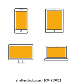 phone tablet pc laptop icon flat design