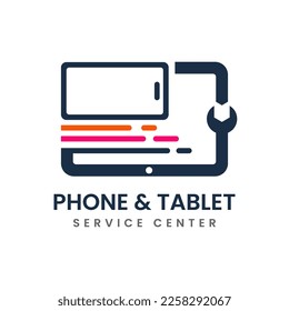Phone and Tablet Service Logo Design with Minimalist Concept.