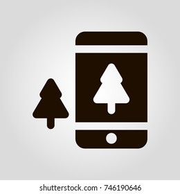 Phone taking photo of tree isolated flat vector icon