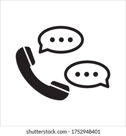 icono de tiza de charla telefónica en fondo blanco