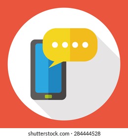 phone talk flat icon with long shadow