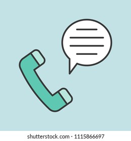 Phone talk, social message icon, filled outline