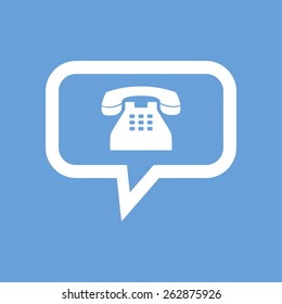 Phone talk web white icon isolated on a blue background. Vector symbol