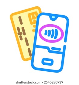 phone tapping card color icon vector. phone tapping card sign. isolated symbol illustration