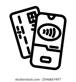 phone tapping card line icon vector. phone tapping card sign. isolated contour symbol black illustration