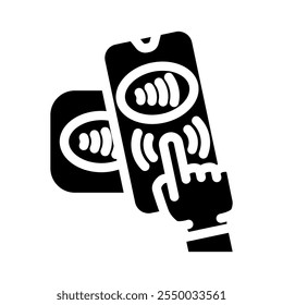 phone tapping object glyph icon vector. phone tapping object sign. isolated symbol illustration