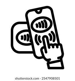 phone tapping object line icon vector. phone tapping object sign. isolated contour symbol black illustration