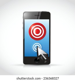 phone target and cursor. illustration design over a white background
