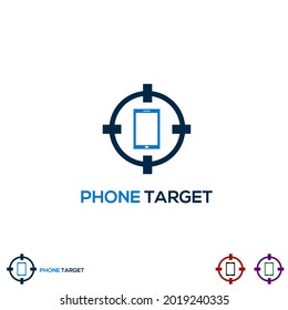 Phone target logo design concept modern, phone hunting logo design on isolated background