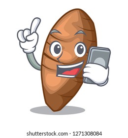 With phone taro tuber in the shape cartoon