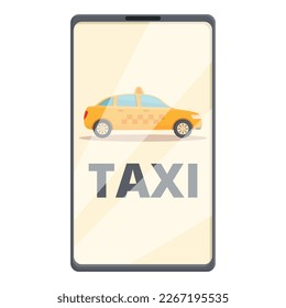 Phone taxi icon cartoon vector. Car cab. Mobile order