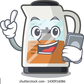 With phone tea maker isolated with the mascot