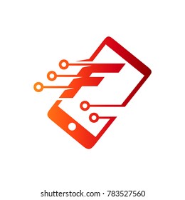 Phone Tech Letter F Initial Logo