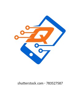 Phone Tech Letter Q Initial Logo