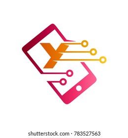 Phone Tech Letter Y Initial Logo