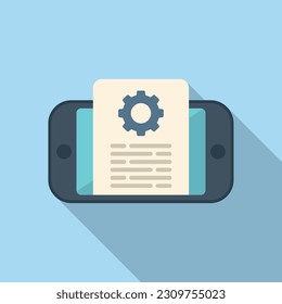 Phone technical document icon flat vector. Paper manual. Report project