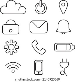 Phone and technology icon set, cloud and other elements that u can find on your phone, also can be used for UI design.