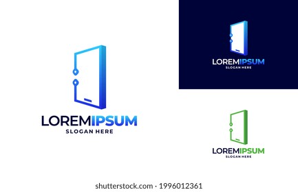 Phone Technology logo designs, Pixel Mobile Tech template vector