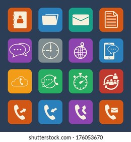Phone and telecommunication icons set. Flat design for Website and Mobile applications. Vector