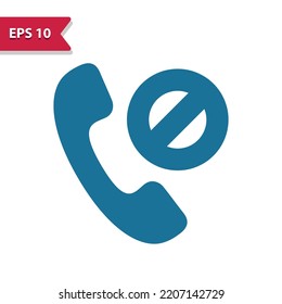 Phone, Telephone, Blocked Call Vector Icon. Professional Pixel-aligned Icon In Glyph Style.