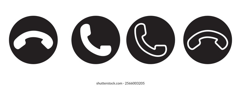 Phone, telephone, handset icon set with shadow