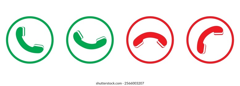 Phone, telephone, handset icon set with shadow