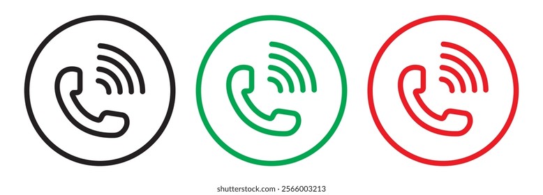 Phone, telephone, handset icon set with shadow