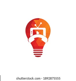 Phone television bulb shape concept logo. Television Phone Call Logo Template Design