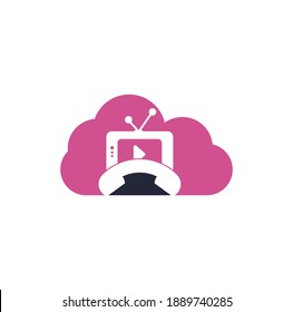 Phone television cloud shape concept logo. Television Phone Call Logo Template Design