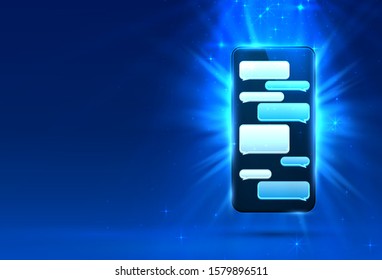 Phone text message chat frame, screen mobile social. Vector illustration