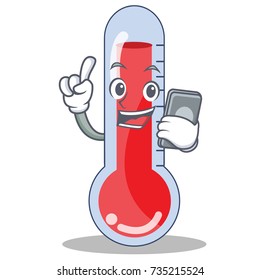With phone thermometer character cartoon collection