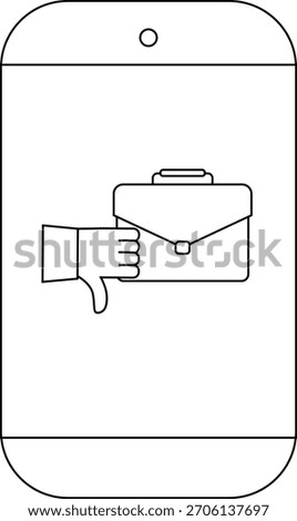 Phone with thumb down briefcase suggesting disapproval or job loss