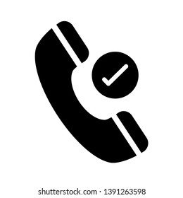 phone tick vector glyph icon 