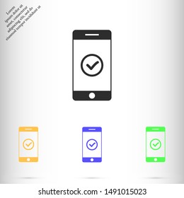 phone tick vector icon , Lorem ipsum flat design