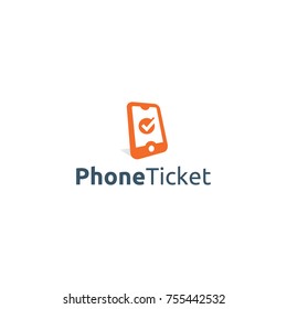 Phone Ticket logo. Online Ticket Logo vector.