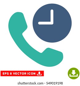 Phone Time EPS vector icon. Illustration style is flat iconic bicolor cobalt and cyan symbol on white background.