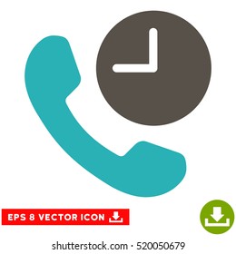 Phone Time EPS vector pictogram. Illustration style is flat iconic bicolor grey and cyan symbol on white background.