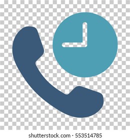 Phone Time icon. Vector pictograph style is a flat bicolor symbol, cyan and blue colors, chess transparent background. Designed for software and web interface toolbars and menus.