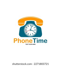 Plantilla vectorial del logotipo de tiempo de teléfono. Adecuado para negocios, web, centro en línea y arte