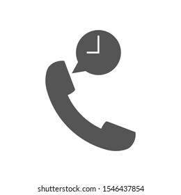 Phone and time vector icon or sign. Black flat icon. EPS 10