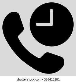 Phone Time vector icon. Style is flat symbol, black color, rounded angles, light gray background.