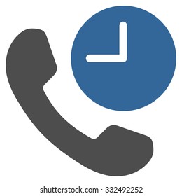 Phone Time vector icon. Style is bicolor flat symbol, cobalt and gray colors, rounded angles, white background.
