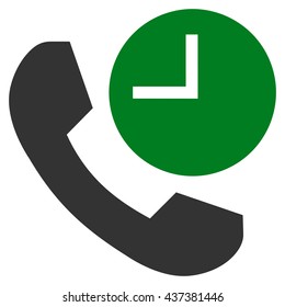 Phone Time vector icon. Style is bicolor flat icon symbol, green and gray colors, white background.