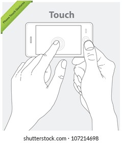 Phone touch gestures. Landscape view