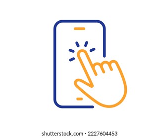 Phone touch line icon. Smartphone app sign. Cellphone mobile device symbol. Colorful thin line outline concept. Linear style phone touch icon. Editable stroke. Vector