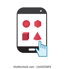 phone touch with pink math shapes vector illustration design
