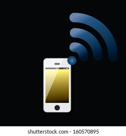 phone touchscreen with wireless. vector illustration