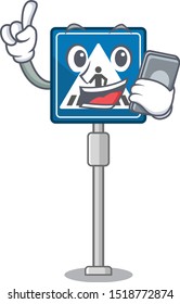  With phone toy crosswalk sign on character table