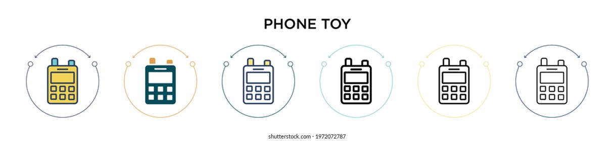 Phone toy icon in filled, thin line, outline and stroke style. Vector illustration of two colored and black phone toy vector icons designs can be used for mobile, ui, web